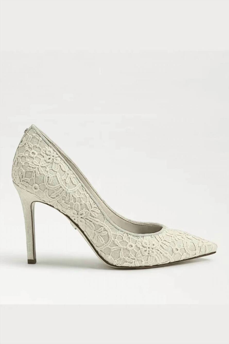 NEW SAM EDELMAN women's hazel pointed toe pumps in ivory lace